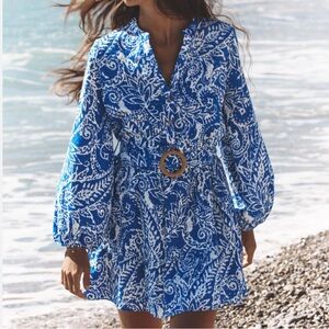 Zara White and Blue Dress